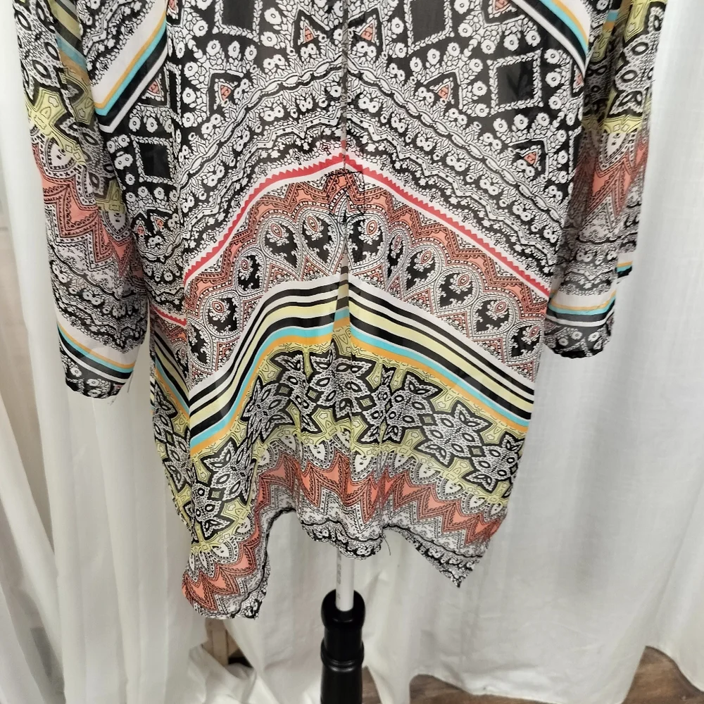 2/$30 Geometric Print Sheer Swim Bathing Suit Coverup Popover‎ Tunic Size XL